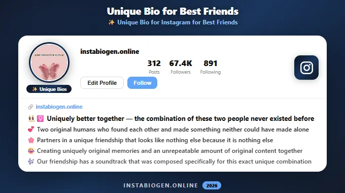 Unique Bio for Instagram for Best Friends